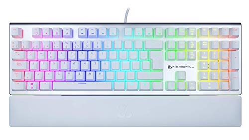 Newskill Serike Ivory Teclado Mecánico Gaming RGB con más de 11 Efectos de Iluminación RGB, Grabación de Macros y Tecnología Anti-Ghosting - Switch Red Outemu - Color Blanco