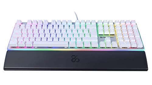 Newskill Suiko Ivory Switch Blue - Teclado Mecánico Gaming con Reposamuñecas Incluido (Teclas con grabación macro, 11 modos de iluminación RGB), Blanco