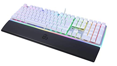 Newskill Suiko Ivory Switch Blue - Teclado Mecánico Gaming con Reposamuñecas Incluido (Teclas con grabación macro, 11 modos de iluminación RGB), Blanco