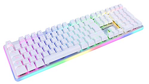 Newskill Suiko Ivory Switch Blue - Teclado Mecánico Gaming con Reposamuñecas Incluido (Teclas con grabación macro, 11 modos de iluminación RGB), Blanco