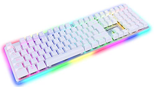 Newskill Suiko Ivory Switch Red - Teclado Mecánico Gaming con Reposamuñecas Incluido (Teclas con grabación macro, 11 modos de iluminación RGB), Blanco