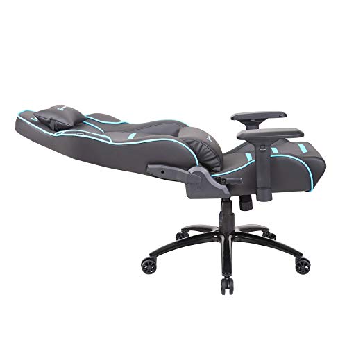 Newskill Valkyr - Silla gaming profesional con asiento microperforado para mejor sensación térmica (sistema de balanceo y reclinable 180 grados, reposabrazos 4D) - Color Azul, mediano