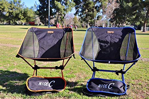 Nice C Silla Ultraligera, Portátil, Plegable, para Acampar, Compacta Y Resistente Al Aire Libre, para Acampar con 2 Bolsas De Almacenamiento Y Bolsa De Transporte (2 Paquetes De Naranja)