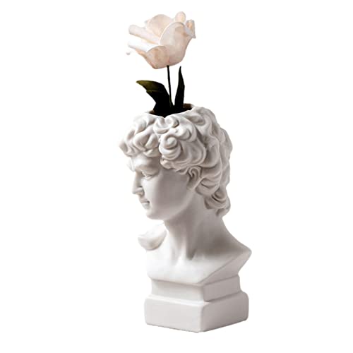 NICERAM Jarrón de Flores con Estatua de, Maceta de cerámica Blanca, jarrones para cepillos, Soporte para bolígrafos, jarrón de Arte para Regalo, hogar, Oficina, jardín, cafetería, decoración