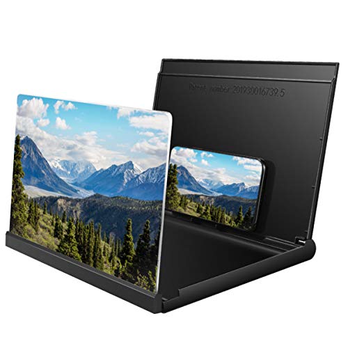 NICERIO Lupa de Pantalla 3D, Pantalla de Amplificador de teléfono móvil HD de 12 Plegable, ampliador de Pantalla con succión de teléfono para Ver películas de Video, para teléfonos Inteligentes