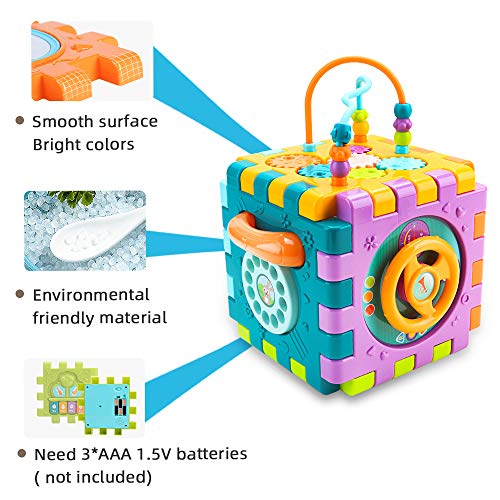 nicknack Cubo de actividades para bebés, 6 en 1 Cubo de juego para niños pequeños Centro de Actividades Cubo Clasificador de Formas para Niños y Niñas de 18 meses en adelante
