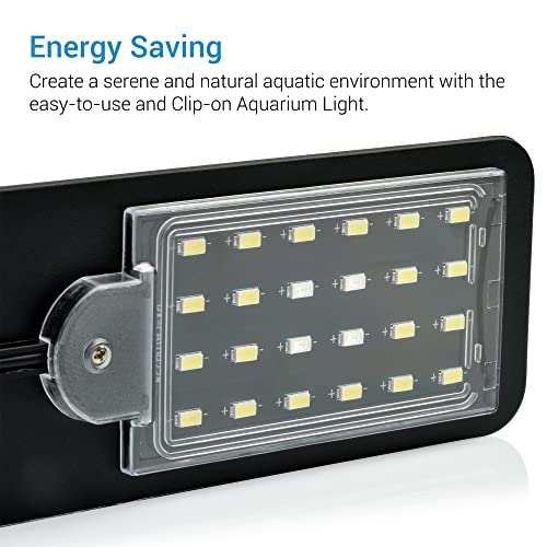 NICREW Luz LED Acuario, LED Acuario Delgada, LED Acuario de Pinza con Luz Azul y Blanco, 24 LEDs Lámparas Impermeable para Acuario, 30-40 cm, 10W (Negro)