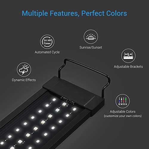 NICREW RGB Plus Luz LED Acuario, 24/7 Lámpara de la Planta de Acuario con Control Remoto, Acuario Completamente Automatizado luz LED, 77-110 cm, 22W