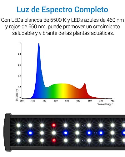 NICREW SlimLED Luz para Acuario Plantado, Luz Delgada LED Acuario Plantado, Lámpara para Acuario de Dulce Agua, 60-75 cm, 16W, 1000 LM, Temperatura de Color Regulable