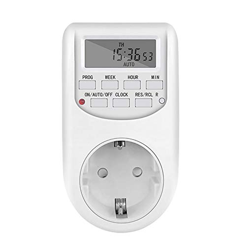 NICREW Temporizador Enchufe Digital Programable con Pantalla, Programador Enchufe Diario /10 A/2000 W Semanal Digital Timer Ahorro Energía, Electrodomésticos, Luz Acuario, Calentador de Agua (1 Pack)