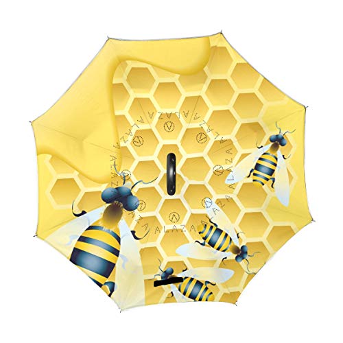 Nido De Miel De Abeja Paraguas Invertido Antiviento Protección contra Rayos UV Ligero Compacto Invertida Paraguas para Coche Viajes Playa Mujeres Niños Niñas