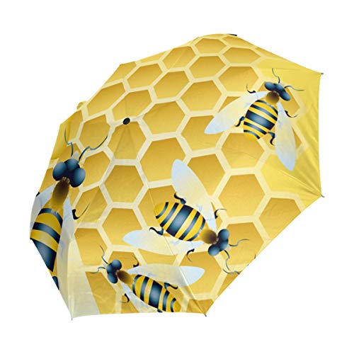 Nido De Miel De Abeja Paraguas Plegable con Apertura y Cierre Automático Antiviento Protección UV Ligero Viajes Paraguas paraPlaya Mujeres Niños Niñas