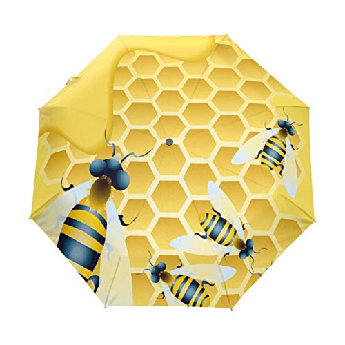 Nido De Miel De Abeja Paraguas Plegable con Apertura y Cierre Automático Antiviento Protección UV Ligero Viajes Paraguas paraPlaya Mujeres Niños Niñas