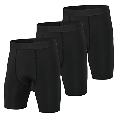 Niksa Mallas Cortas Running Hombre Pantalones Cortos de Compresión para Deporte, Fitness, Gym Negro Large