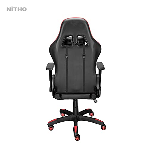 Nitho Hellcut Gaming Chair, E-Sports Racing Style Silla Ergonómica Para Computadora con Respaldo Alto Silla Giratoria, Rojo/Negro (Windows)