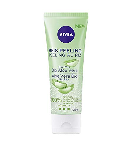 NIVEA Exfoliante de arroz orgánico de aloe vera, limpieza facial natural con alta intensidad exfoliante, exfoliante facial sin microplásticos