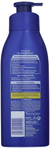 NIVEA Loción reafirmante para el cuerpo Q10, con Vitamina C (400 ml), crema nutritiva reafirmante con Q10 y vitamina C, crema hidratante de NIVEA para una piel suave y firme