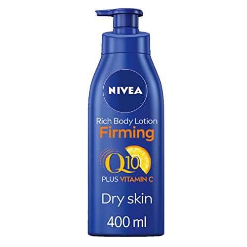 NIVEA Loción reafirmante para el cuerpo Q10, con Vitamina C (400 ml), crema nutritiva reafirmante con Q10 y vitamina C, crema hidratante de NIVEA para una piel suave y firme