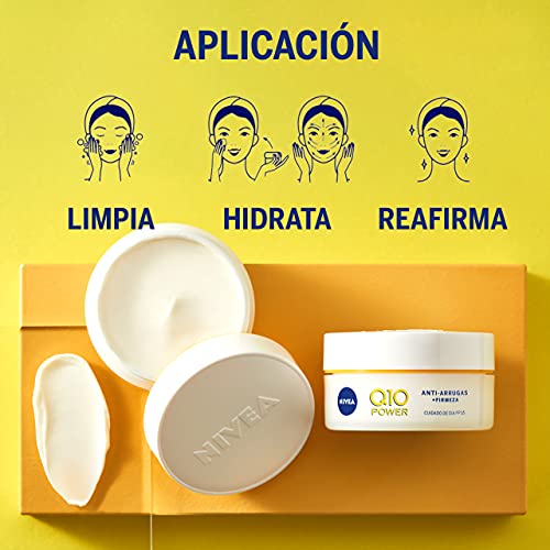 NIVEA Q10 Power Antiarrugas Cuidado de Día FP15 (1 x 50 ml), crema antiarrugas facial, crema hidratante con protector solar 15, crema de día antiedad