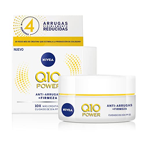 NIVEA Q10 Power Antiarrugas Cuidado de Día FP15 (1 x 50 ml), crema antiarrugas facial, crema hidratante con protector solar 15, crema de día antiedad