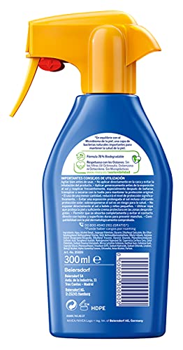 NIVEA SUN Protege & Hidrata Spray Solar FP30 (1 x 300 ml), protector hidratante y resistente al agua con protección UVA/UVB, protección solar alta en formato pistola