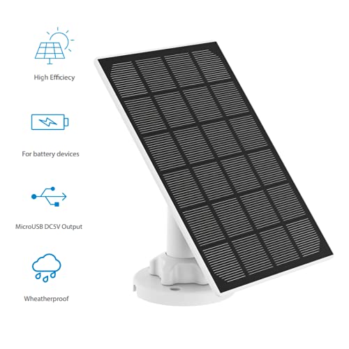 Nivian-Panel Solar para cámaras IP de Seguridad y vigilancia con bateria -Compatible Ezviz C3A y BC1C-Apta para Exterior IP65- Conector MicroUSB- DC 5V 3W- Cable 3 Metros