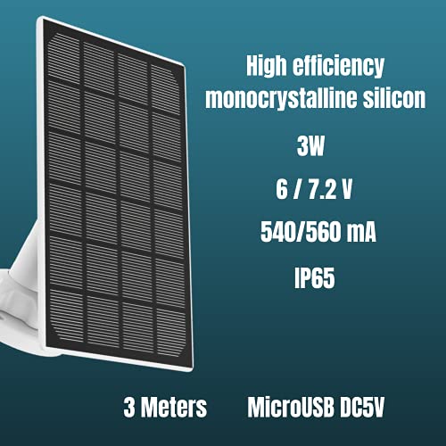 Nivian-Panel Solar para cámaras IP de Seguridad y vigilancia con bateria -Compatible Ezviz C3A y BC1C-Apta para Exterior IP65- Conector MicroUSB- DC 5V 3W- Cable 3 Metros