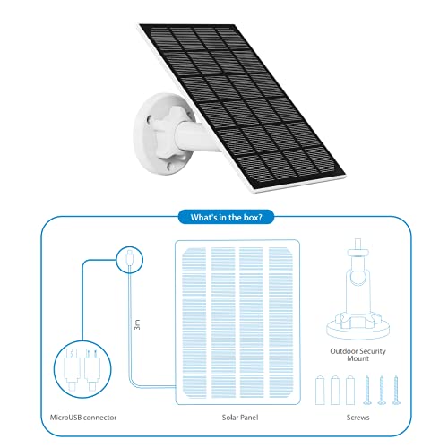 Nivian-Panel Solar para cámaras IP de Seguridad y vigilancia con bateria -Compatible Ezviz C3A y BC1C-Apta para Exterior IP65- Conector MicroUSB- DC 5V 3W- Cable 3 Metros