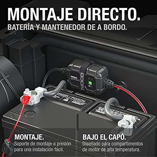 NOCO GENIUS2DEU, 2A 12V cargador de batería a bordo de montaje directo, mantenedor de batería y desulfador para auto, camión y caravana