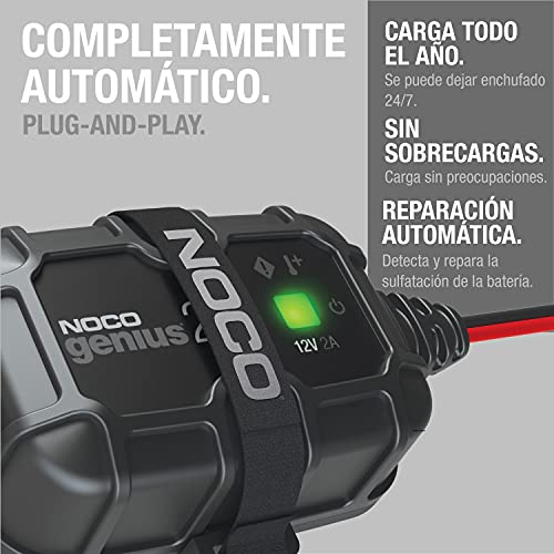 NOCO GENIUS2DEU, 2A 12V cargador de batería a bordo de montaje directo, mantenedor de batería y desulfador para auto, camión y caravana