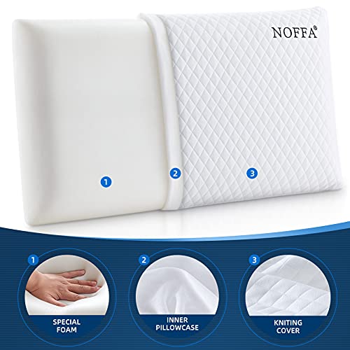 NOFFA Almohada de Espuma Suave Similar al Látex, Cojín de Apoyo Ortopédico, Almohada para el Cuello con Funda Extraíble y Transpirable (70 x 38 cm)