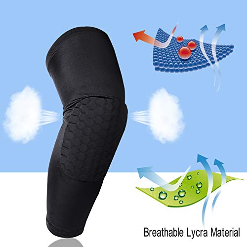 NONMON Rodillera Deportiva Extensible Compresión Baloncesto,Almohadilla 9mm Grosor,Mangas de Pierna Soporte Antideslizante para Hombre Mujere,Protección para Voleibol Rugby Correr Fútbol,1 Par