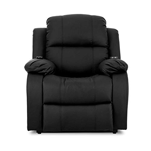 Novohogar Sillón de Masaje Levantapersonas Coliseum con Función Calor, 8 Motores de Vibración, Respaldo Reclinable 160º (Negro)