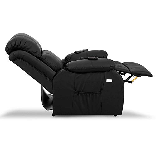 Novohogar Sillón de Masaje Levantapersonas Coliseum con Función Calor, 8 Motores de Vibración, Respaldo Reclinable 160º (Negro)