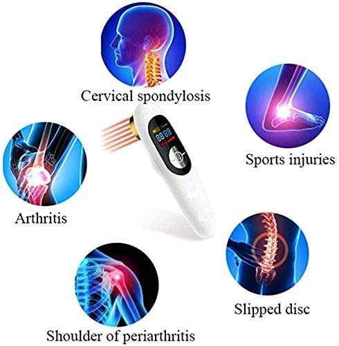 NRO -2021- Alivio del dolor de la unidad de dispositivo de terapia con láser frío LLLT Unidad de mano portátil de luz roja 650nm + 808nm (enchufe del Reino Unido) con rodillo de masaje 3D