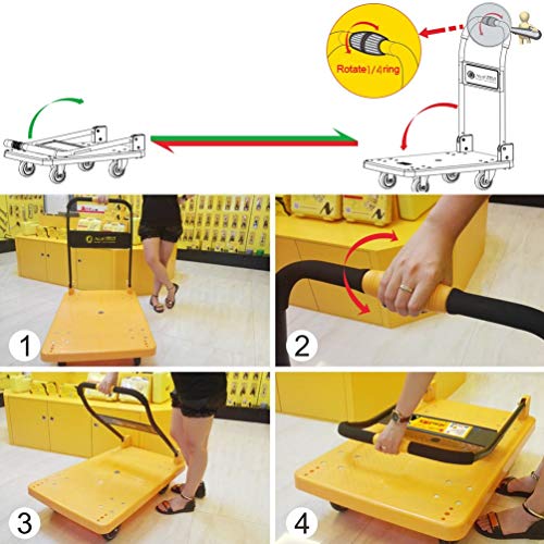 N&S - Carro de transporte con plataforma (carga pesada, 350 kg, plegable, con una sola mano)