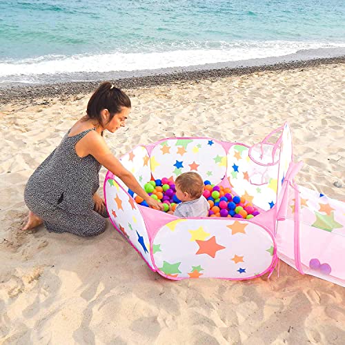 NUBUNI 3 en 1 Tienda Campaña Infantil : Piscina de Bolas + Casita Infantil + Tunel Infantil: Plegable Parque Bebe Bolas Infantil Jardín Exterior Interior Juguetes Niños Niñas Bebes Casitas Tela Tipi D