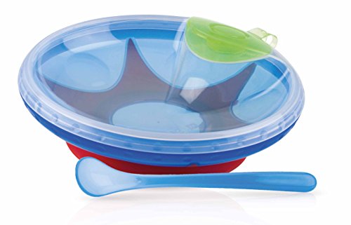 Nuby ID5342 - Plato de agua caliente con ventosa y cuchara