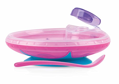 Nuby ID5342 - Plato de agua caliente con ventosa y cuchara