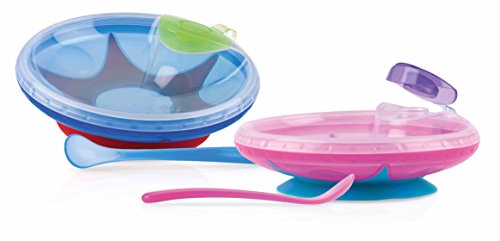 Nuby ID5342 - Plato de agua caliente con ventosa y cuchara