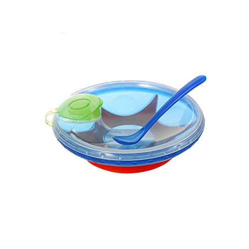 Nuby ID5342 - Plato de agua caliente con ventosa y cuchara