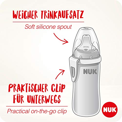 NUK Active Cup Vaso para aprender a beber, para niños de 12 meses o más, con boquilla antigoteo, clip y tapa protectora para viaje, 300 ml, sin bisfenol A, diseño de Winnie the Pooh de Disney