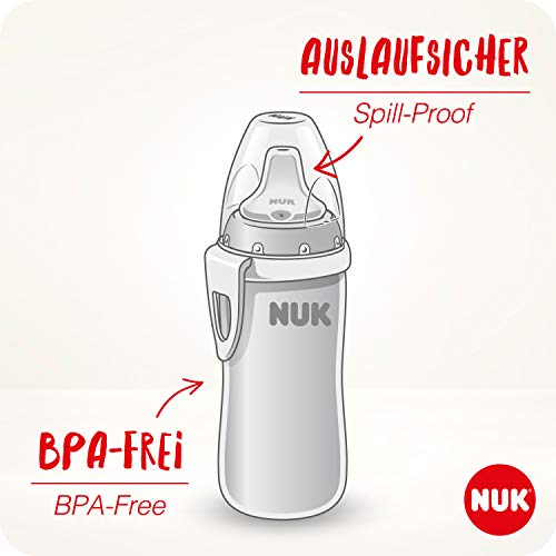 NUK Active Cup Vaso para aprender a beber, para niños de 12 meses o más, con boquilla antigoteo, clip y tapa protectora para viaje, 300 ml, sin bisfenol A, diseño de Winnie the Pooh de Disney