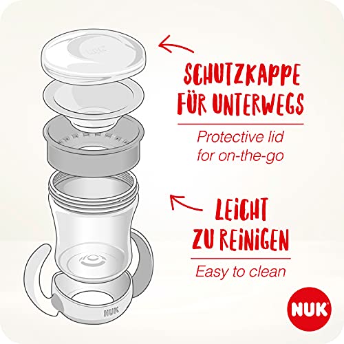 NUK Mini Magic Cup taza para sorber | Borde a prueba de derrames de 360° | +6 meses | Asas para facilitar la sujeción | Sin BPA | 160 ml | 2 unidades | Rosa