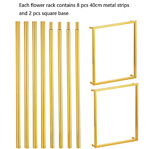 Nuptio 2 Piezas Jarrones Oro para Mesas Centro Boda, Soporte Flores Columna Jarrón Piso Flores Metal, Florero Geométrico 80cm Alto, Estante Exhibición Flores Rectangular para Boda Fiesta Casa