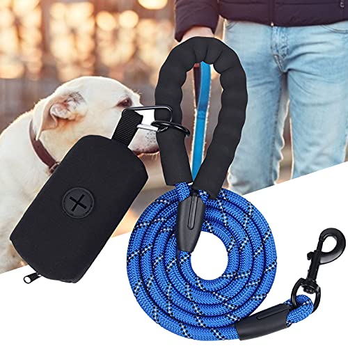 NXACETN Cuerda para Perros Correa para Mascotas Cuerda De Tracción Reflectante con Bolsa para Defecar Nylon Seguridad para Caminar Correa para Mascotas para Cachorros Negro