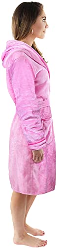 NY Threads Lujo Bata de Forro con Capucha para Mujer - Batas De Estar En Casa de Súper Suave (Rosa, Large)