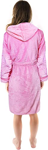 NY Threads Lujo Bata de Forro con Capucha para Mujer - Batas De Estar En Casa de Súper Suave (Rosa, Large)