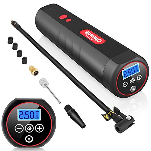 oasser Compresor de Aire Portátil Mini Bomba de Inflado Eléctrica con Indicador de Presión LCD Digital de 120PSI 2000mAh Batería de Litio 12V/DC 20 litros/Min P1S