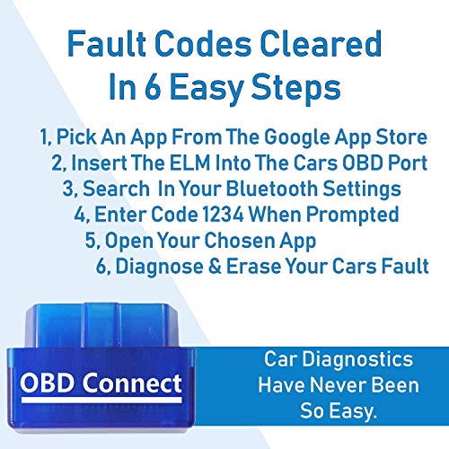 OBD Connect - Lector de código de falla de OBDII OBD 2 Bluetooth para uso exclusivo con dispositivos Android